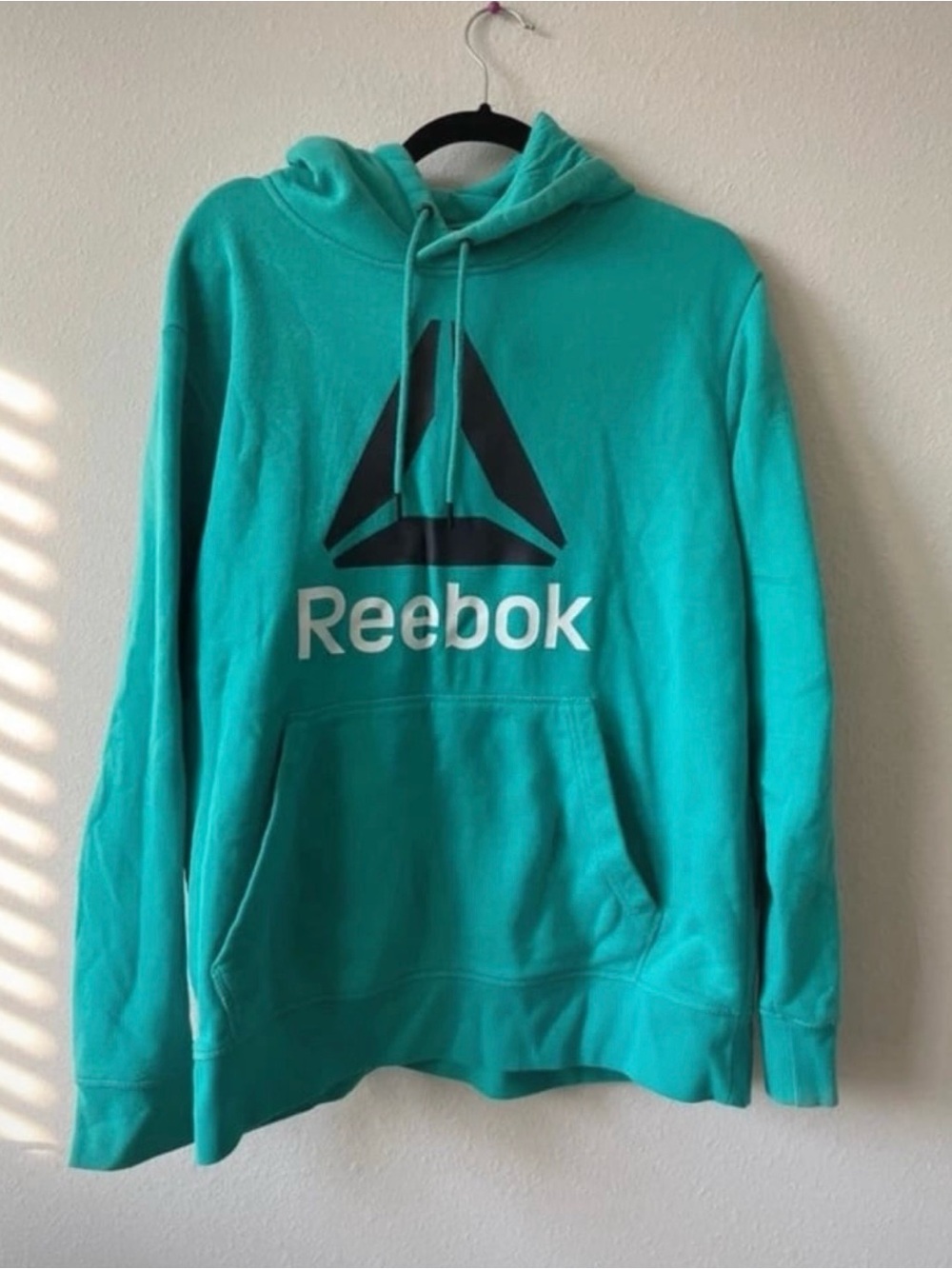 Reebok Turquoise Pullover Hoodie with Black Logo